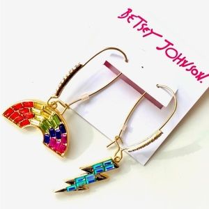 Betsey Johnson Rainbow & Lightning Bolt Earrings NWT